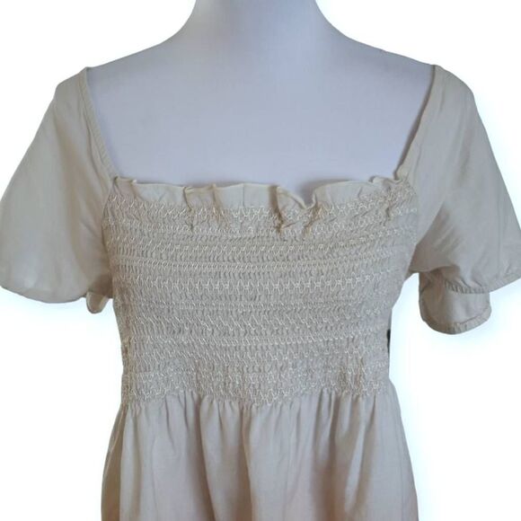 SANOMA CREAM & TAUPE SMOCKED TUNIC SZ.XL EUC - Picture 2 of 8